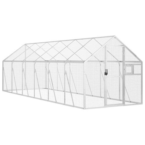 Voliere 1,79x6x1,85 m aluminium sølvfarvet