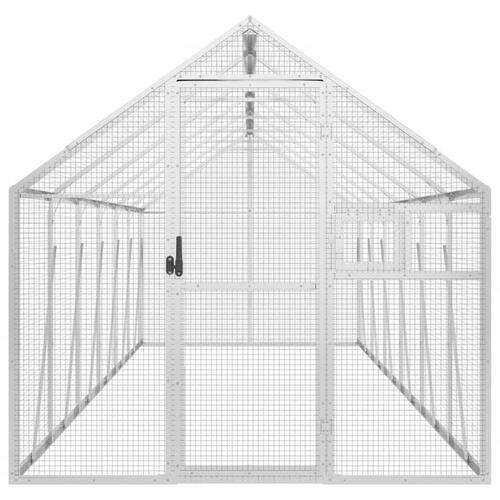 Voliere 1,79x6x1,85 m aluminium sølvfarvet