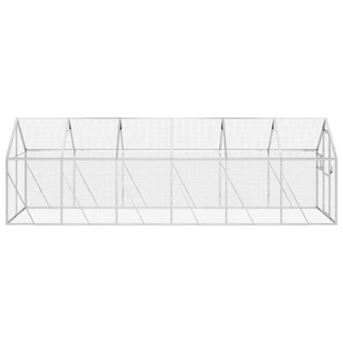 Voliere 1,79x6x1,85 m aluminium sølvfarvet