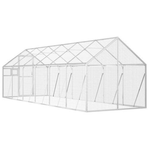 Voliere 1,79x6x1,85 m aluminium sølvfarvet