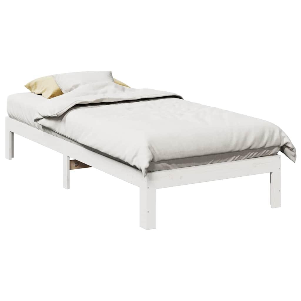 Sengeramme uden madras 80x200 cm massivt fyrretræ hvid