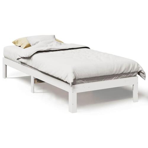 Sengeramme uden madras 80x200 cm massivt fyrretræ hvid