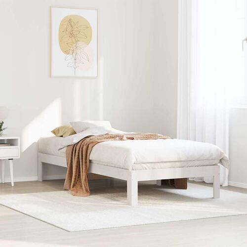 Sengeramme uden madras 80x200 cm massivt fyrretræ hvid