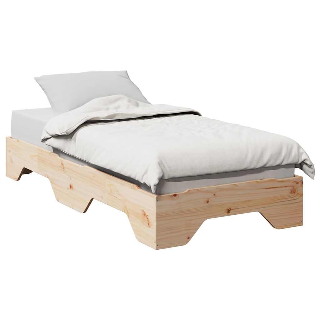 Sengeramme uden madras stabelbar 75x190 cm massivt træ billede