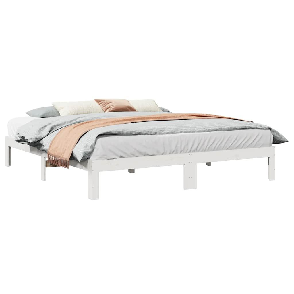Sengeramme uden madras 160x200 cm massivt fyrretræ hvid