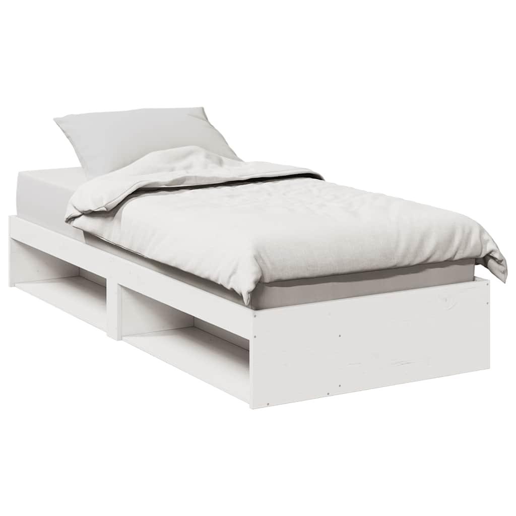 Daybed Med Reol Uden Madras Massivt Fyrretræ - Hvid / 80 x 200 cm
