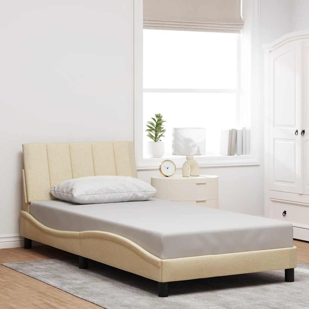 Sengeramme uden madras Hanko Creme 100x200 cm Stof billede
