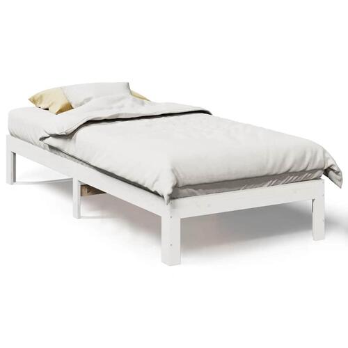 Sengeramme uden madras 90x200 cm massivt fyrretræ hvid
