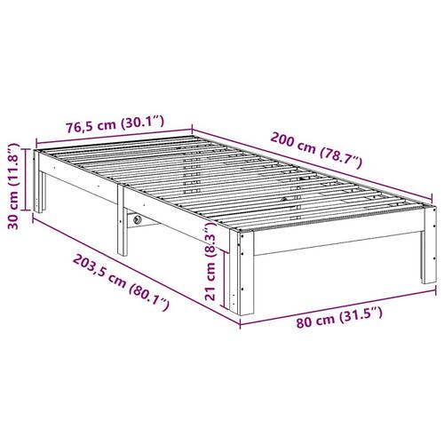 Sengeramme uden madras 80x200 cm massivt fyrretræ