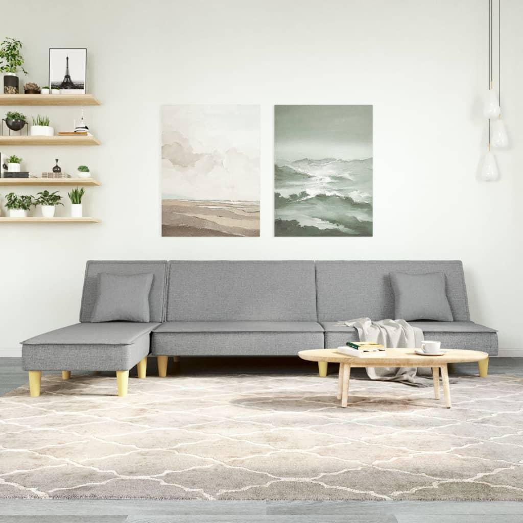 Sovesofa med chaiselong 255x140x70 cm stof lysegrå