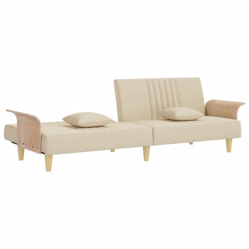 Sovesofa med armlæn stof cremefarvet
