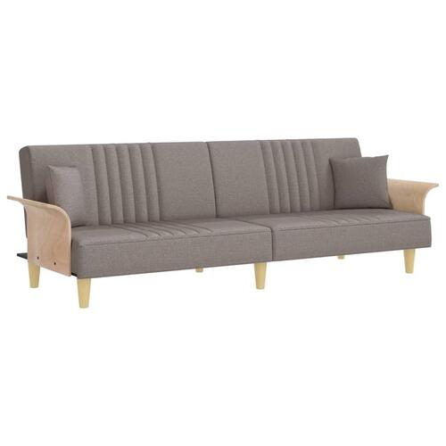 Sovesofa med armlæn stof gråbrun