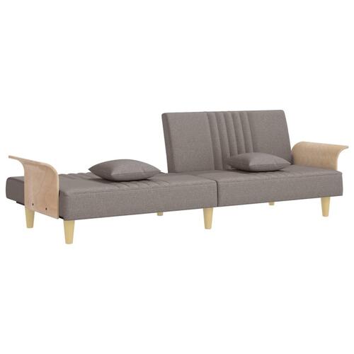 Sovesofa med armlæn stof gråbrun
