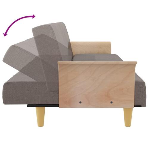 Sovesofa med armlæn stof gråbrun