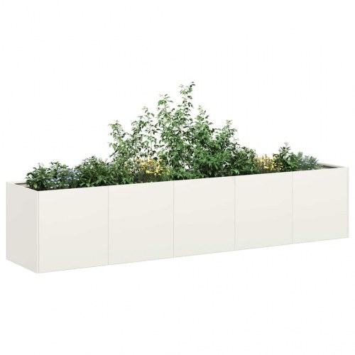 Plantekasse i hvid - 200 × 40 × 40 cm - koldvalset stål