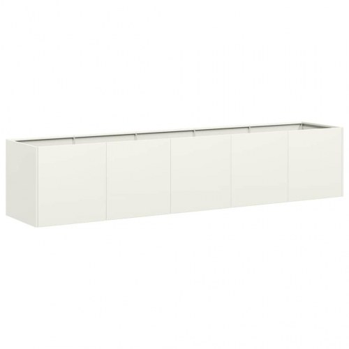 Plantekasse i hvid - 200 × 40 × 40 cm - koldvalset stål