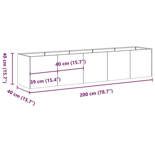 Plantekasse rustfarvet 200x40x40 cm forvitringsstål