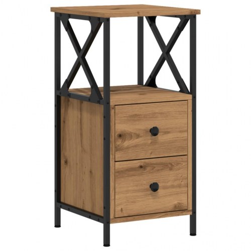 Sengebord med 2 skuffer - 34 × 35,5 × 70 cm, kunsteg/metal