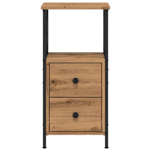 Sengebord med 2 skuffer - 34 × 35,5 × 70 cm, kunsteg/metal