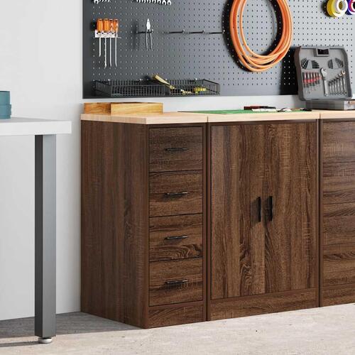 Garageopbevaringsskab brun eg 30x51x85 cm massivt træ fyrretræ