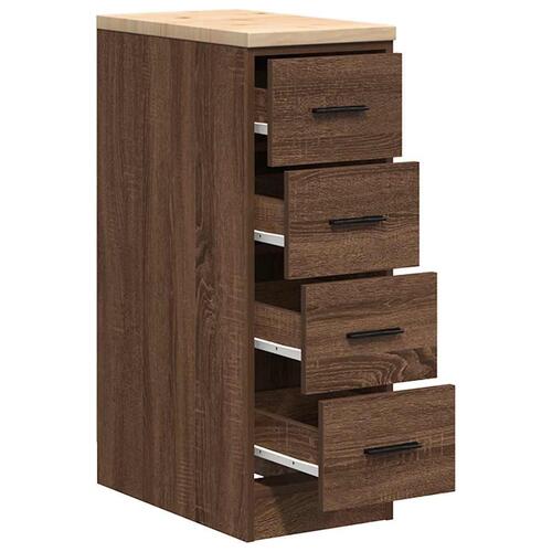 Garageopbevaringsskab brun eg 30x51x85 cm massivt træ fyrretræ