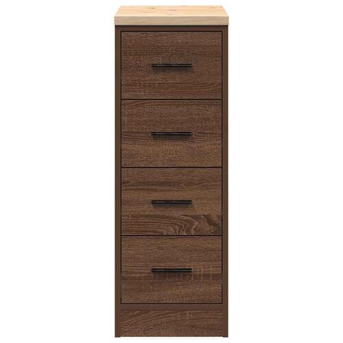 Garageopbevaringsskab brun eg 30x51x85 cm massivt træ fyrretræ