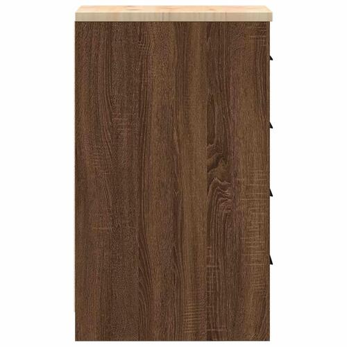 Garageopbevaringsskab brun eg 30x51x85 cm massivt træ fyrretræ