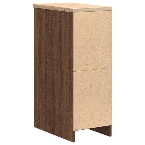 Garageopbevaringsskab brun eg 30x51x85 cm massivt træ fyrretræ