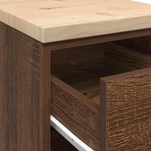 Garageopbevaringsskab brun eg 30x51x85 cm massivt træ fyrretræ