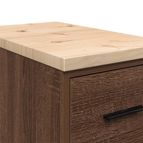 Garageopbevaringsskab brun eg 30x51x85 cm massivt træ fyrretræ