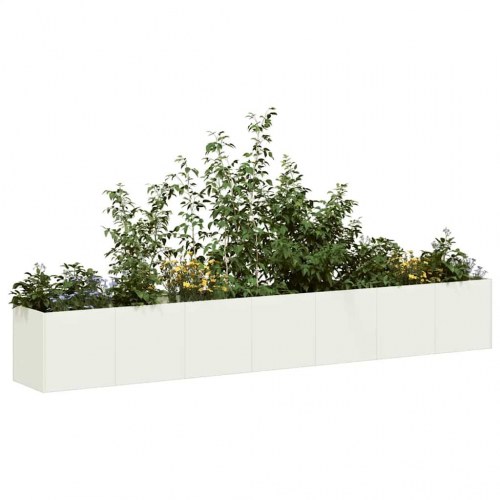 Plantekasse - hvid 280×40×40 cm i koldvalset stål