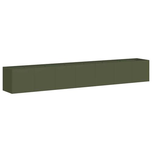 Plantekasse olivengrøn 280x40x40 cm koldvalset stål