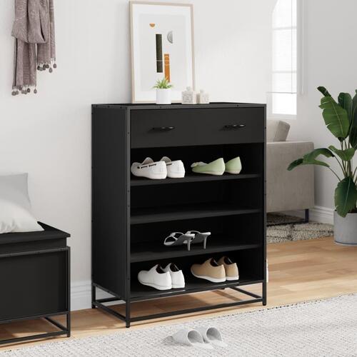 Skoskab 75x38x97,5 cm konstrueret træ og metal sort