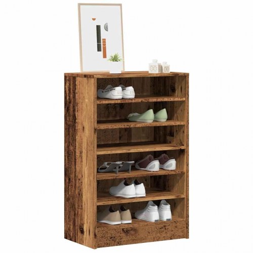 Skoskab 60×35×92 cm i konstrueret træ - antik eg, 6 rum