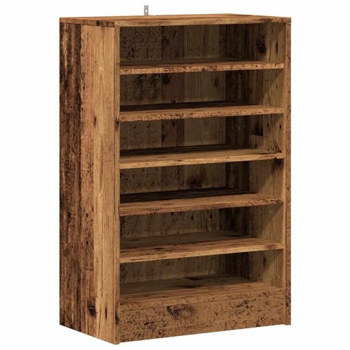 Skoskab 60×35×92 cm i konstrueret træ - antik eg, 6 rum