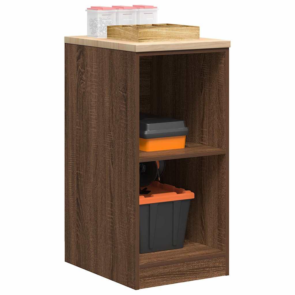 Garageopbevaringsskab brun eg 40x51x85 cm massivt træ fyrretræ