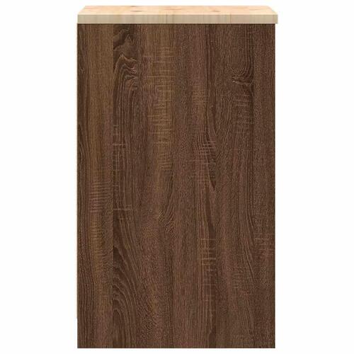Garageopbevaringsskab brun eg 40x51x85 cm massivt træ fyrretræ