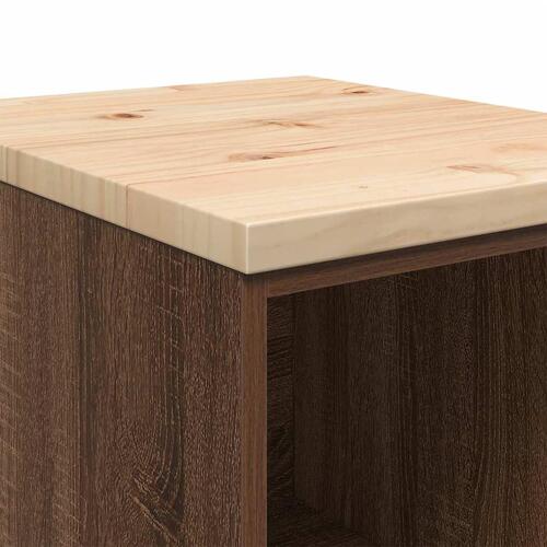 Garageopbevaringsskab brun eg 40x51x85 cm massivt træ fyrretræ