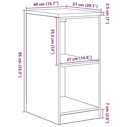 Garageopbevaringsskab brun eg 40x51x85 cm massivt træ fyrretræ