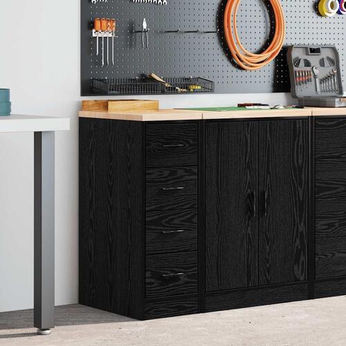 Garageopbevaringsskab Sort 30x51x85 cm Massivt træ Fyrretræ