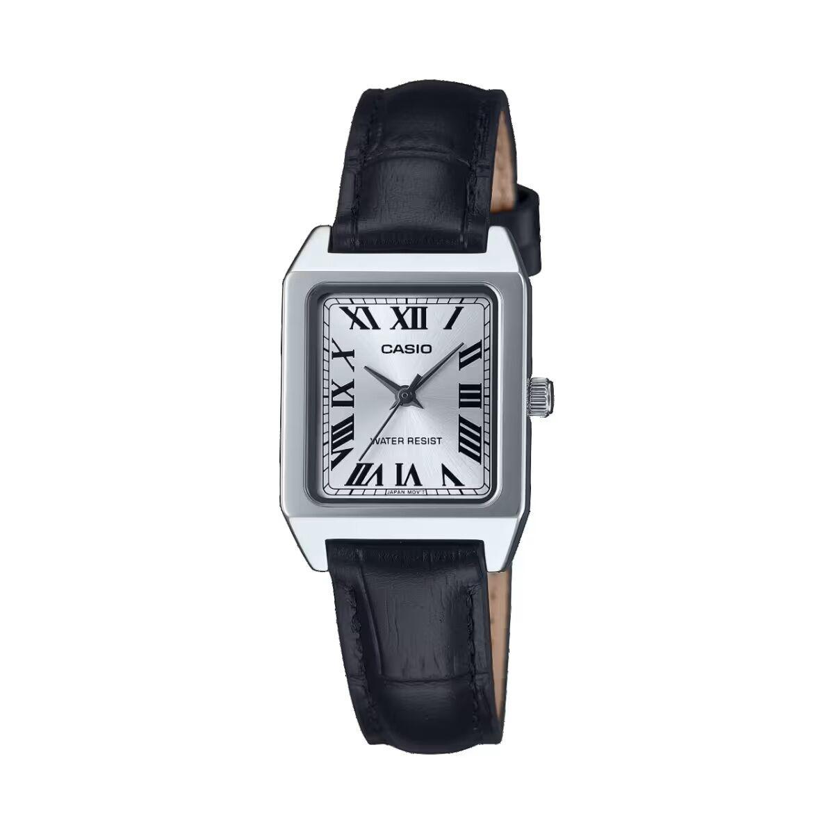 Armbåndsur dame Casio Collection - sort læder, Ø 22 mm billede
