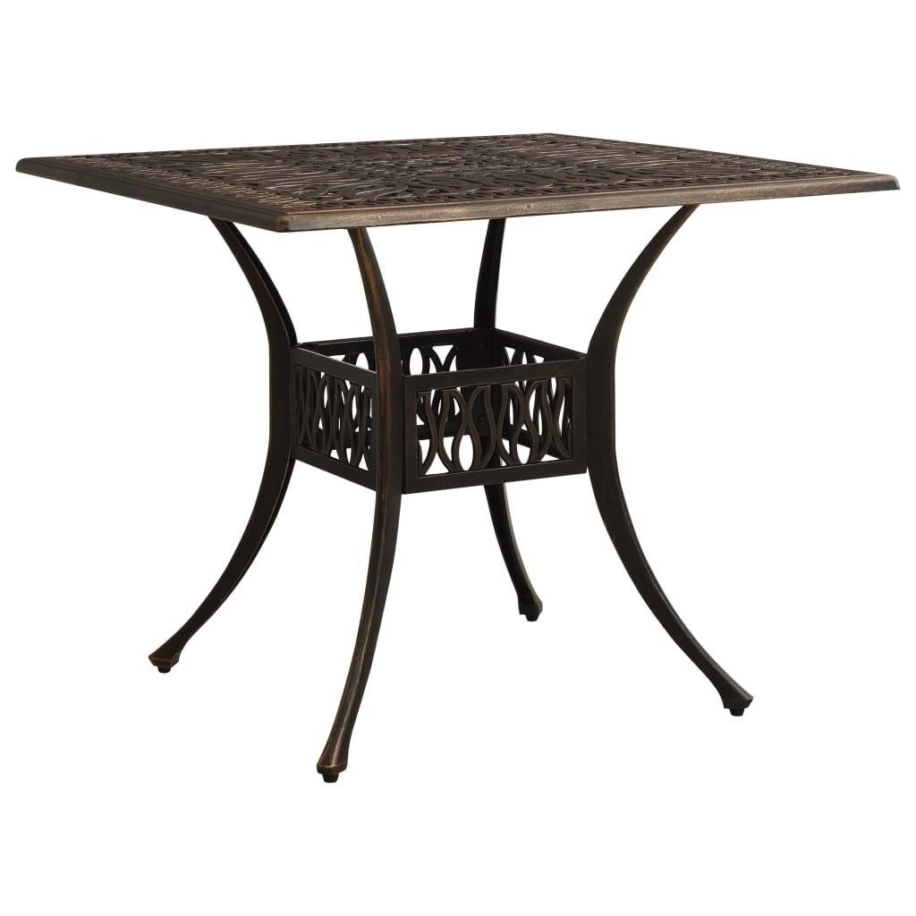 Havebord 90x90x73 cm støbt aluminium bronzefarvet