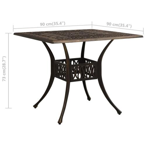 Havebord 90x90x73 cm støbt aluminium bronzefarvet