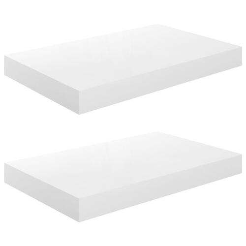 Væghylder 2 stk. 40x23x3,8 cm MDF hvid højglans
