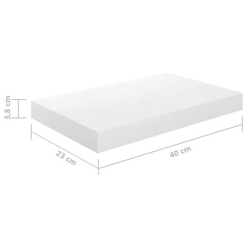 Væghylder 2 stk. 40x23x3,8 cm MDF hvid højglans