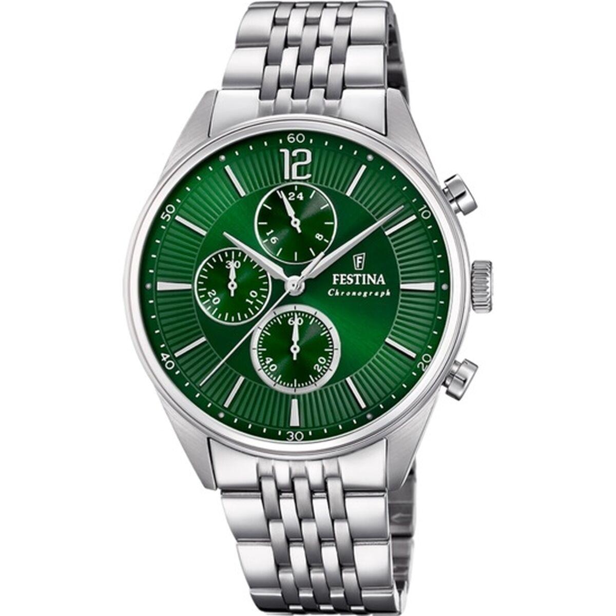 Festina F20285/8 herreur - grøn urskive, sølvfarvet lænke billede