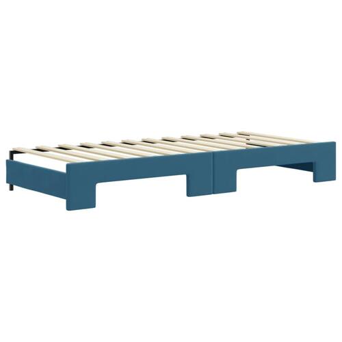 Daybed med udtræk og skuffer 90x200 cm velour blå