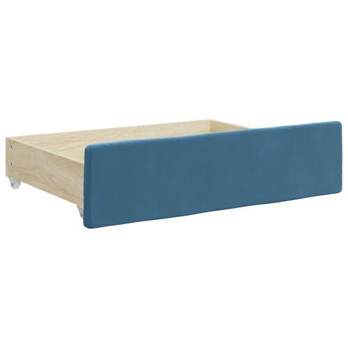 Daybed med udtræk og skuffer 90x200 cm velour blå