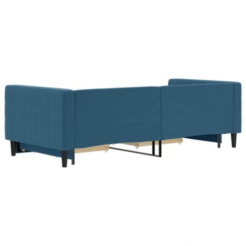 Daybed med udtræk og 2 skuffer 90 x 200 cm - blå velour
