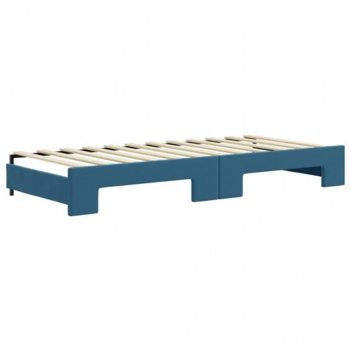 Daybed med udtræk og 2 skuffer 90 x 200 cm - blå velour